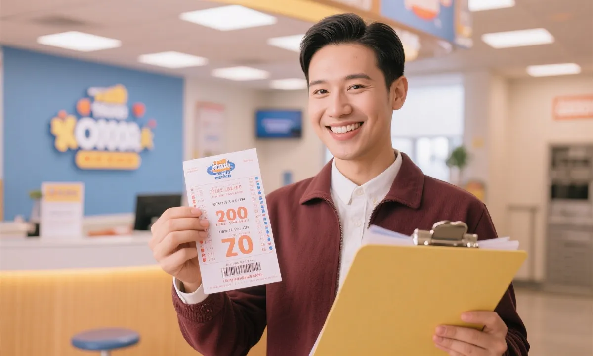 获奖者在兑奖中心的情景化示意